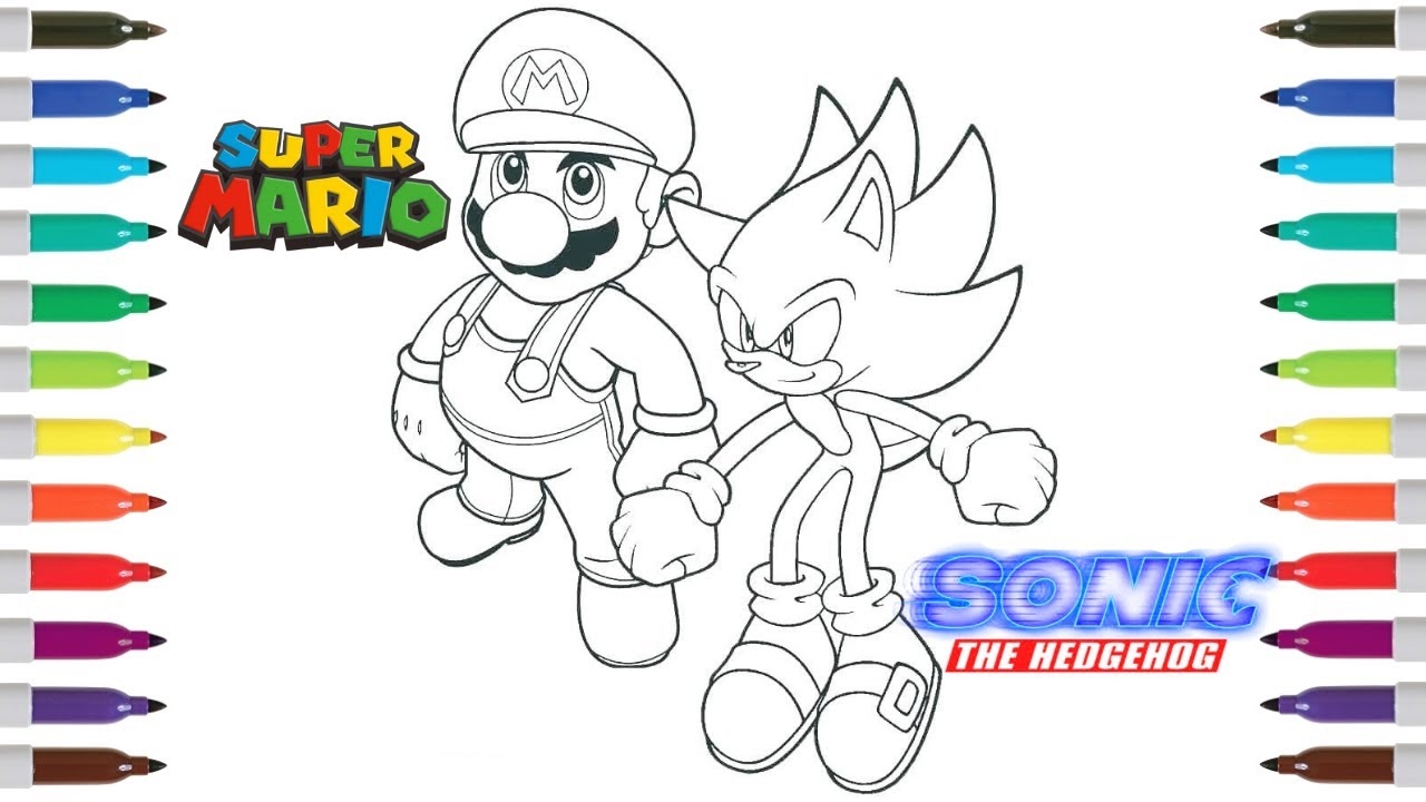 Sonic The Hedgehog Coloring Book Page Mario Coloring Book Page Super Sonic Mario YouTube