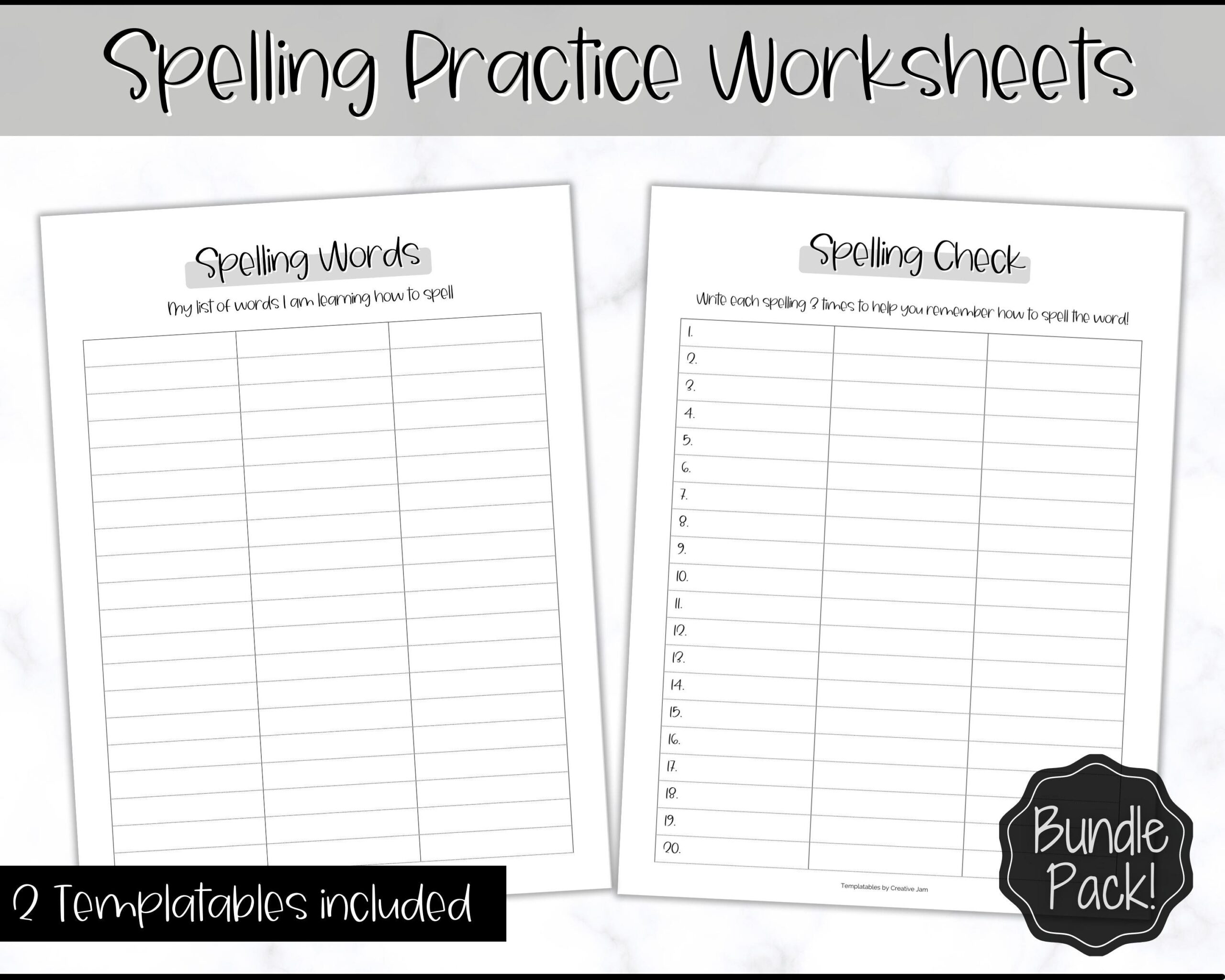 Spelling Practice Printable Spelling Words Sheets Sight Word Practice 1st Grade Worksheet Test Homeschool Teacher Etsy