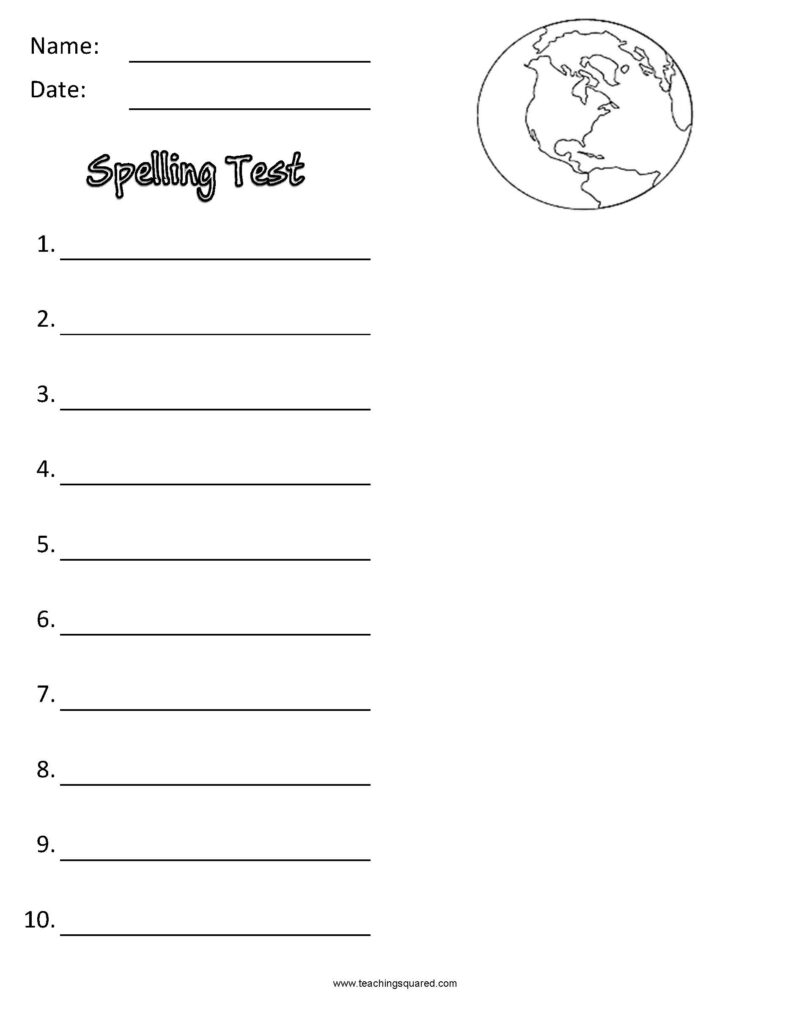 Spelling Test Paper Teaching Squared