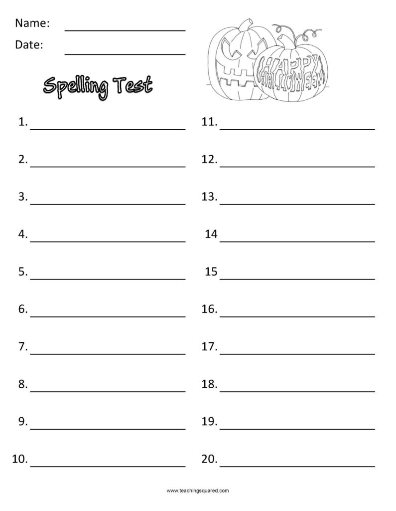 Spelling Test Paper Teaching Squared