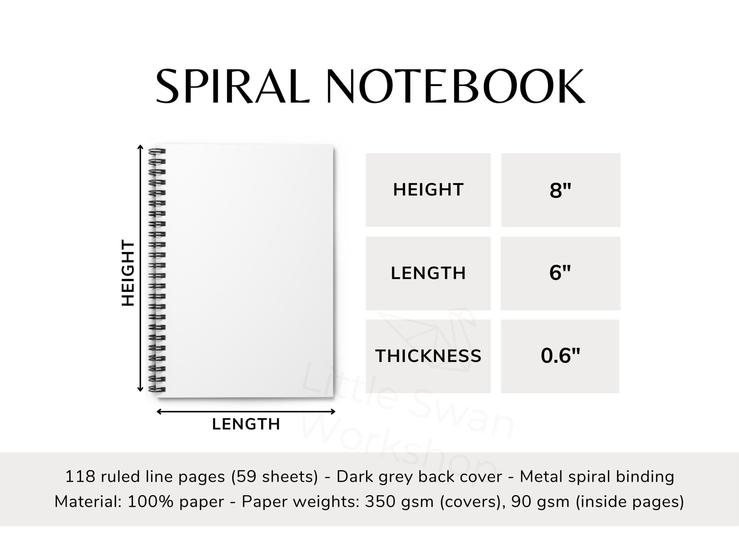 Spiral Notebook Size Chart 2 Versions Journal Sizing Guide Etsy Spiral Notebook Size Chart 2 Versions Journal Sizing Guide Etsy