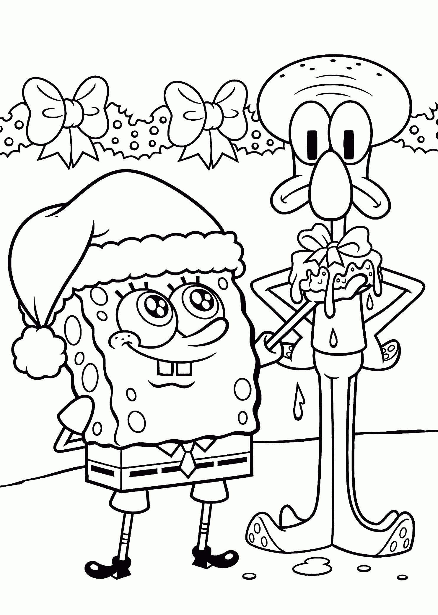 Spongebob And Squidward Coloring Pages For Kids Printable Free Printable Christmas Coloring Pages Coloring Pages