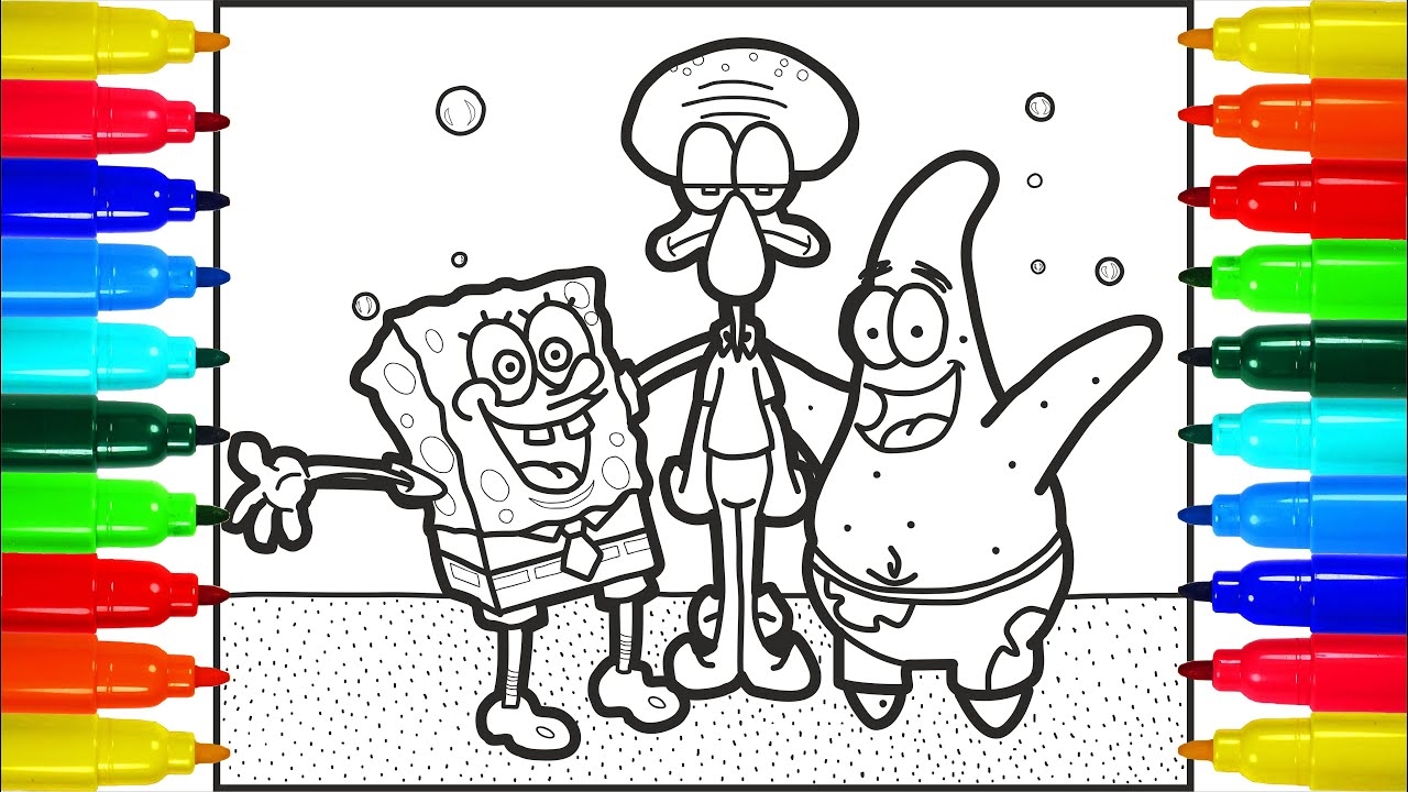 SpongeBob Patrick Squidward Coloring Pages YouTube