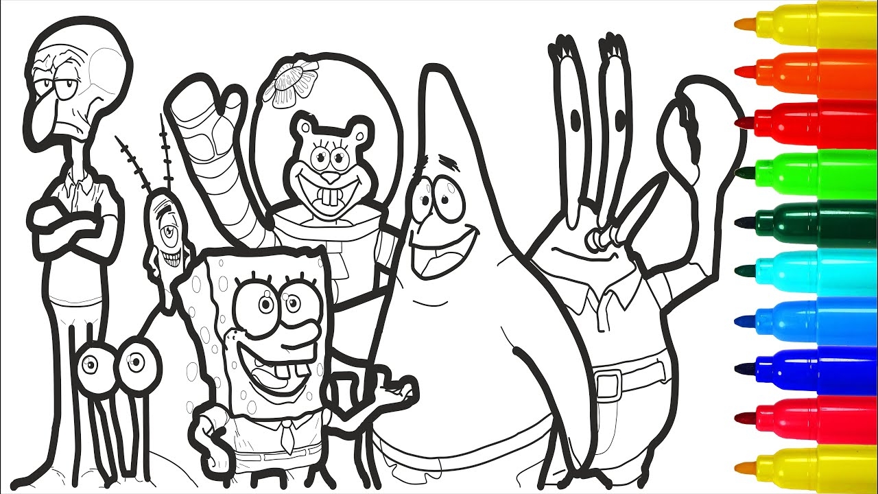 SpongeBob Patrick Squidward Mr Krabs Coloring Pages YouTube