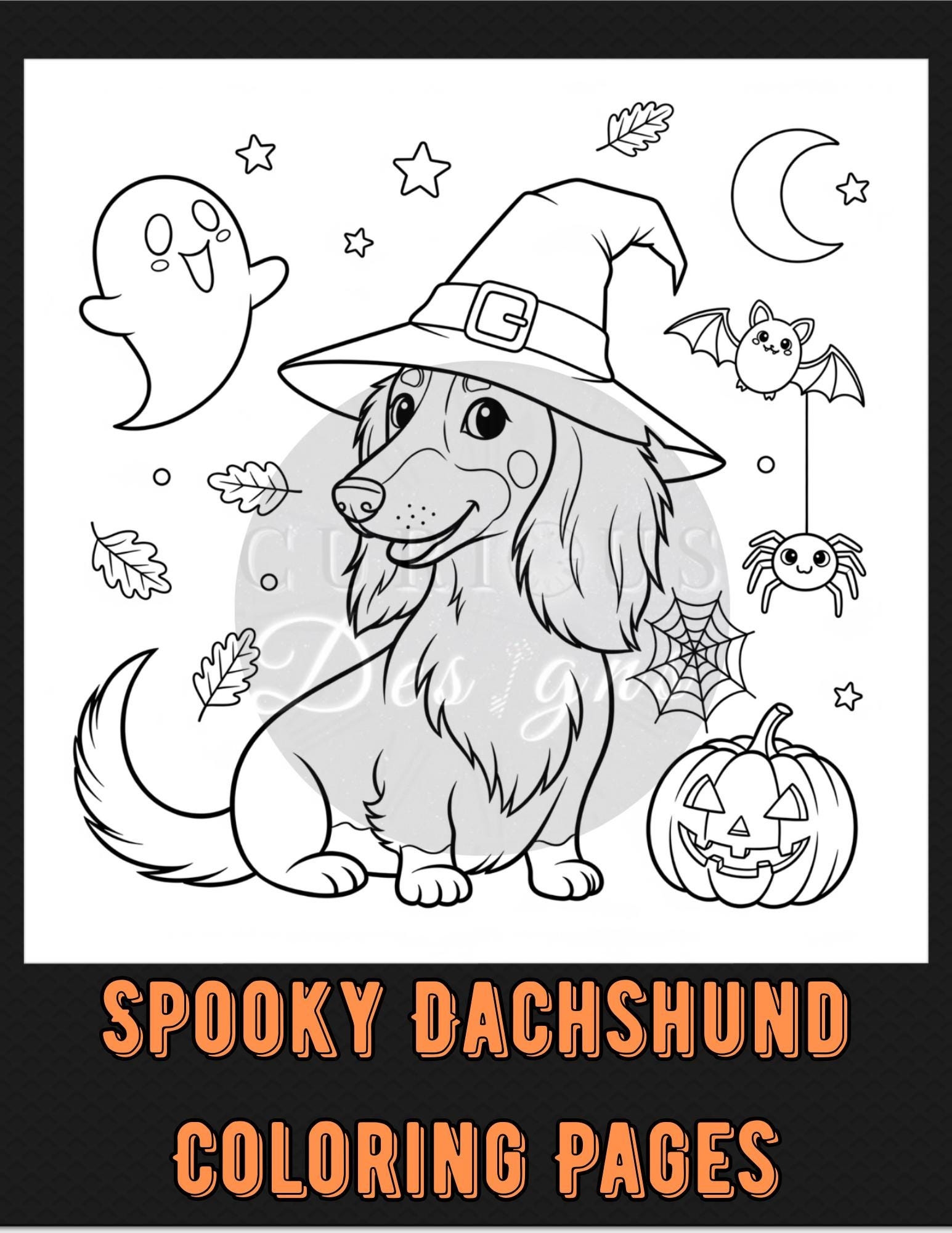 Spooky Dachshund Coloring Book Witchy Weenie Halloween Fall Animals PDF Print Template Etsy