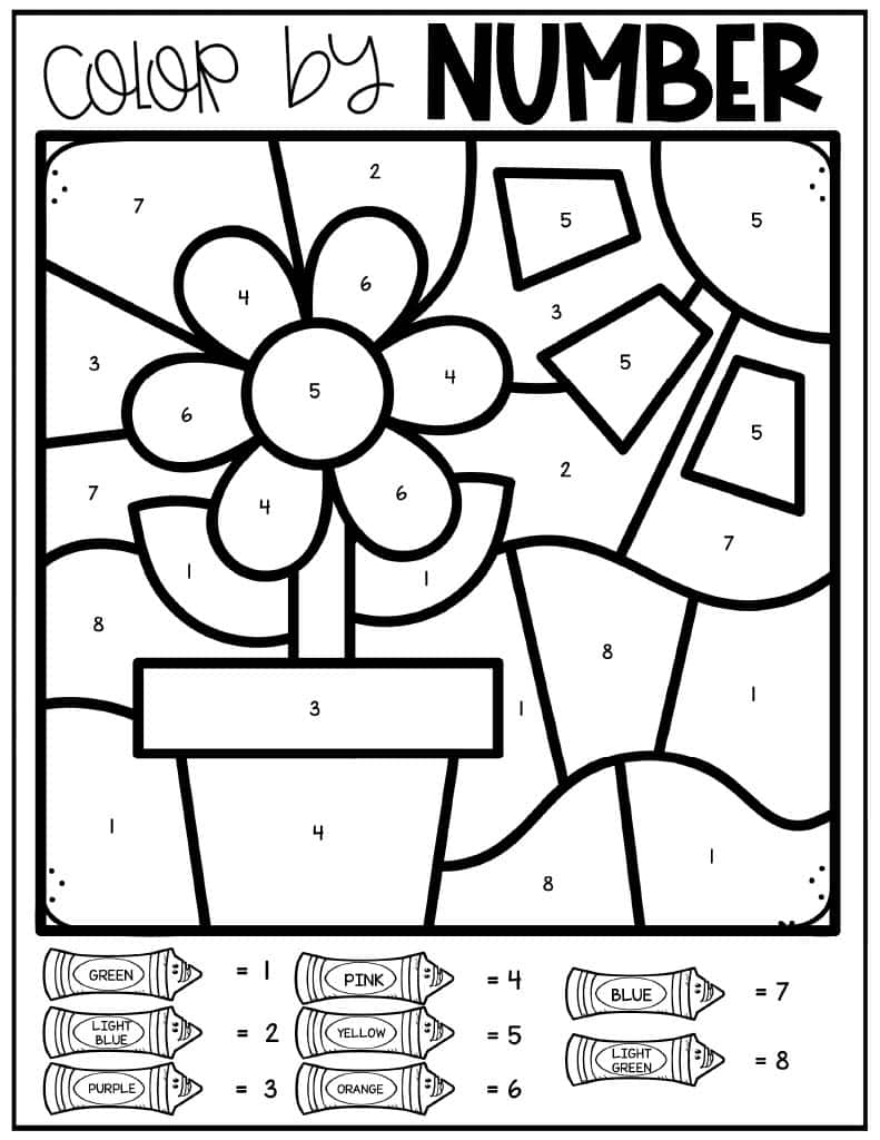 color by number kindergarten free