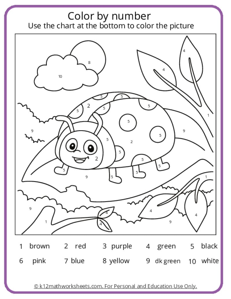 Spring Color By Number Pages K12 Math Worksheets