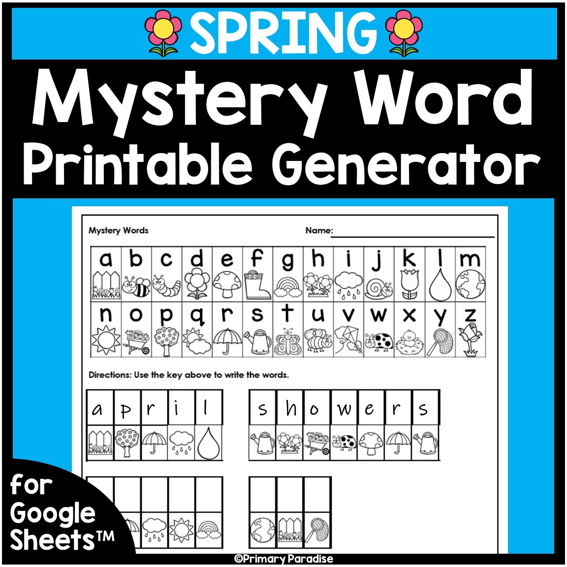 Spring Mystery Word Practice Editable 