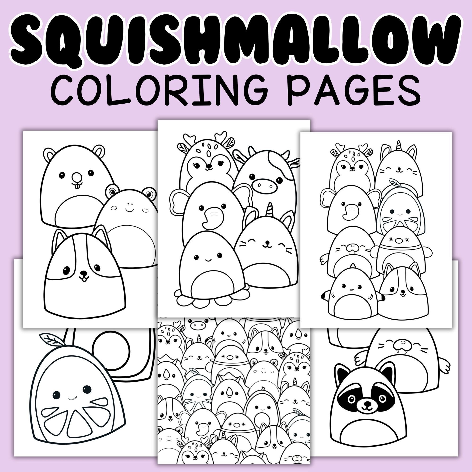Squishmallow Animal Coloring Pages Party Activities digital Download Etsy