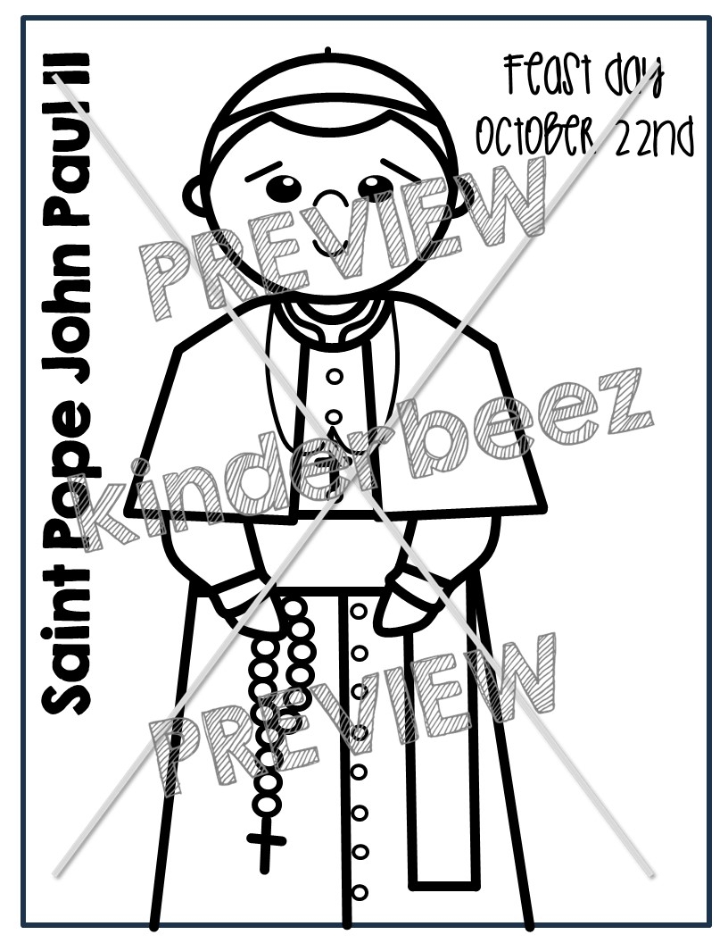 St Pope John Paul II Coloring Made By Teachers