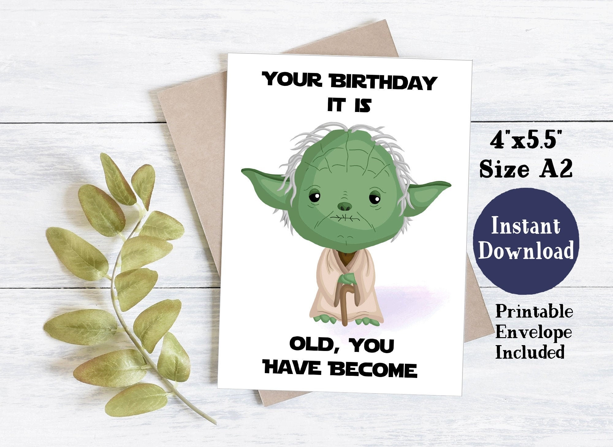 Star Wars Printable Birthday Card Printable Birthday Card For Dad Yoda Birthday Card Birthday Card Printable Funny Birthday Cards Etsy