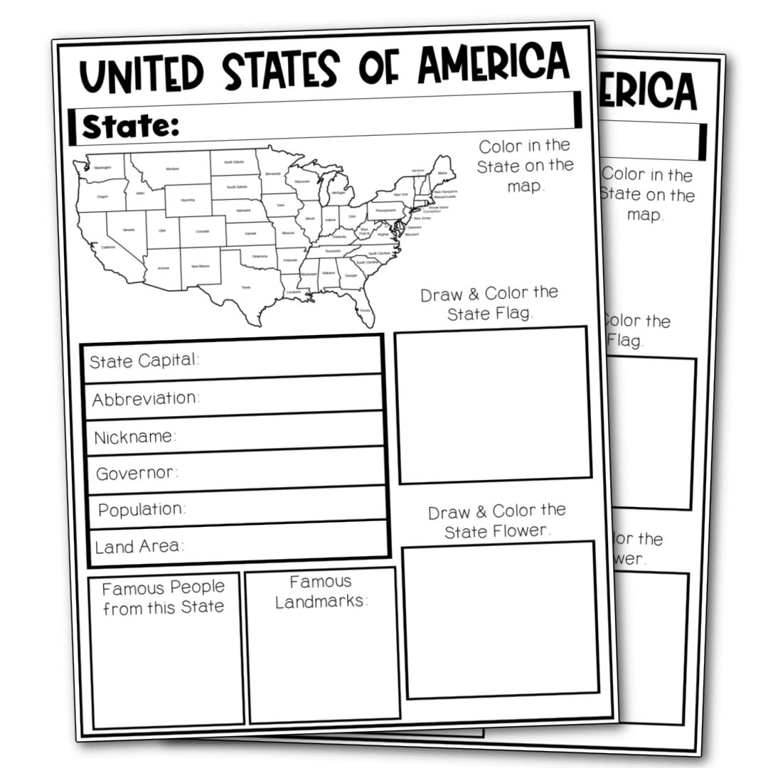 State Facts Worksheet