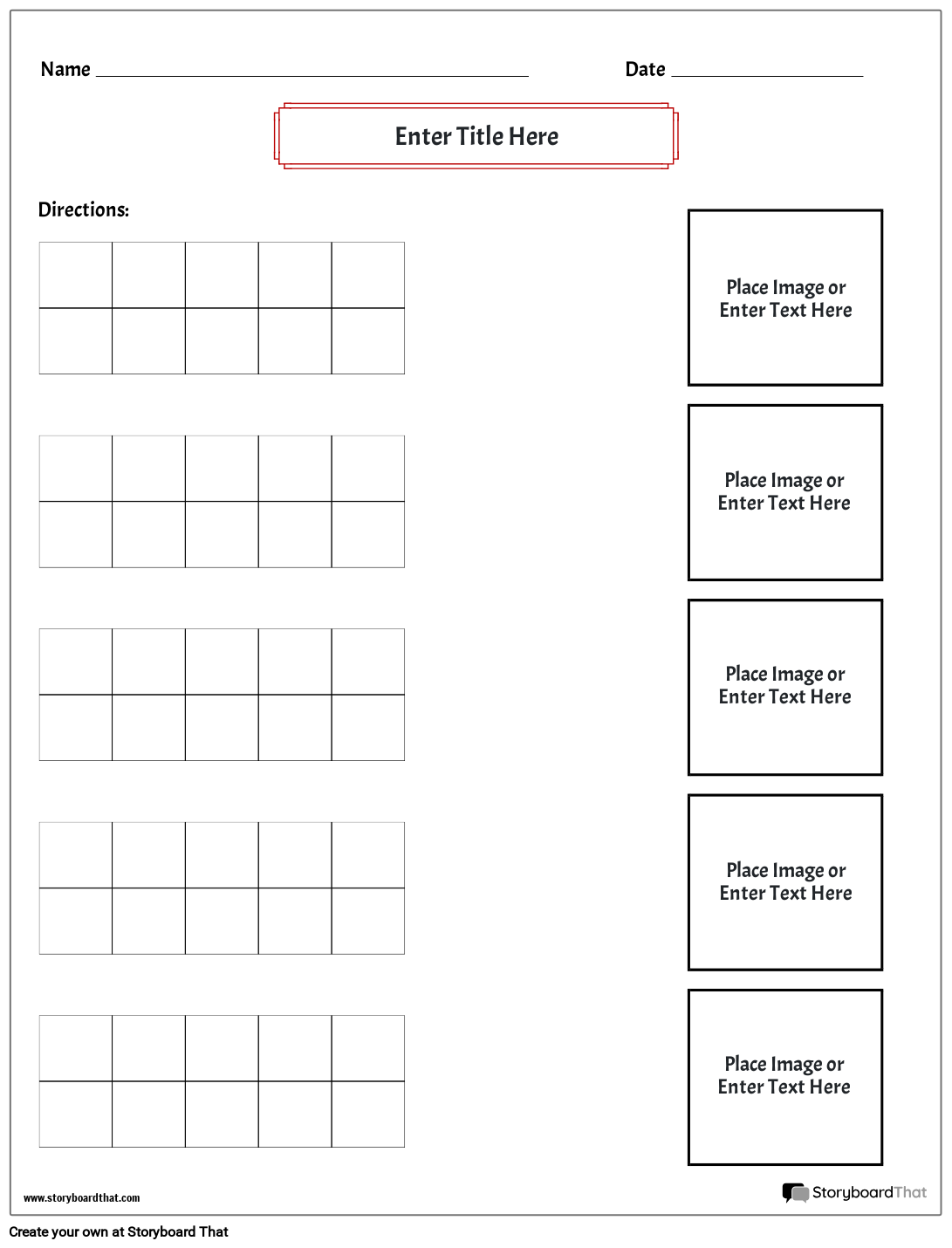 Storyboard That Matching Worksheet Templates For Educators