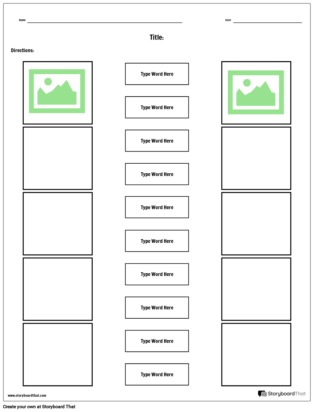 Storyboard That Matching Worksheet Templates For Educators