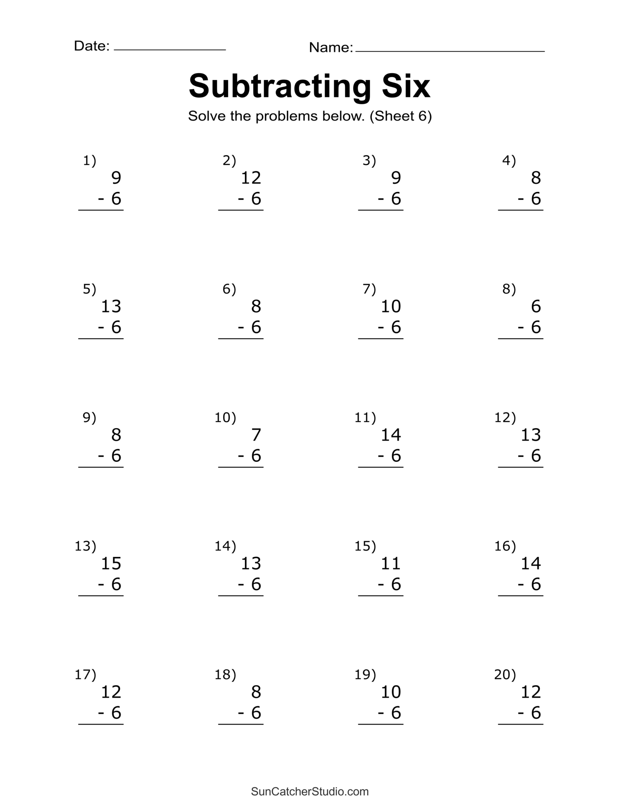 Subtraction Worksheets Free Printable Math Drills Free Printables Lettering SVG Files Tools Apps
