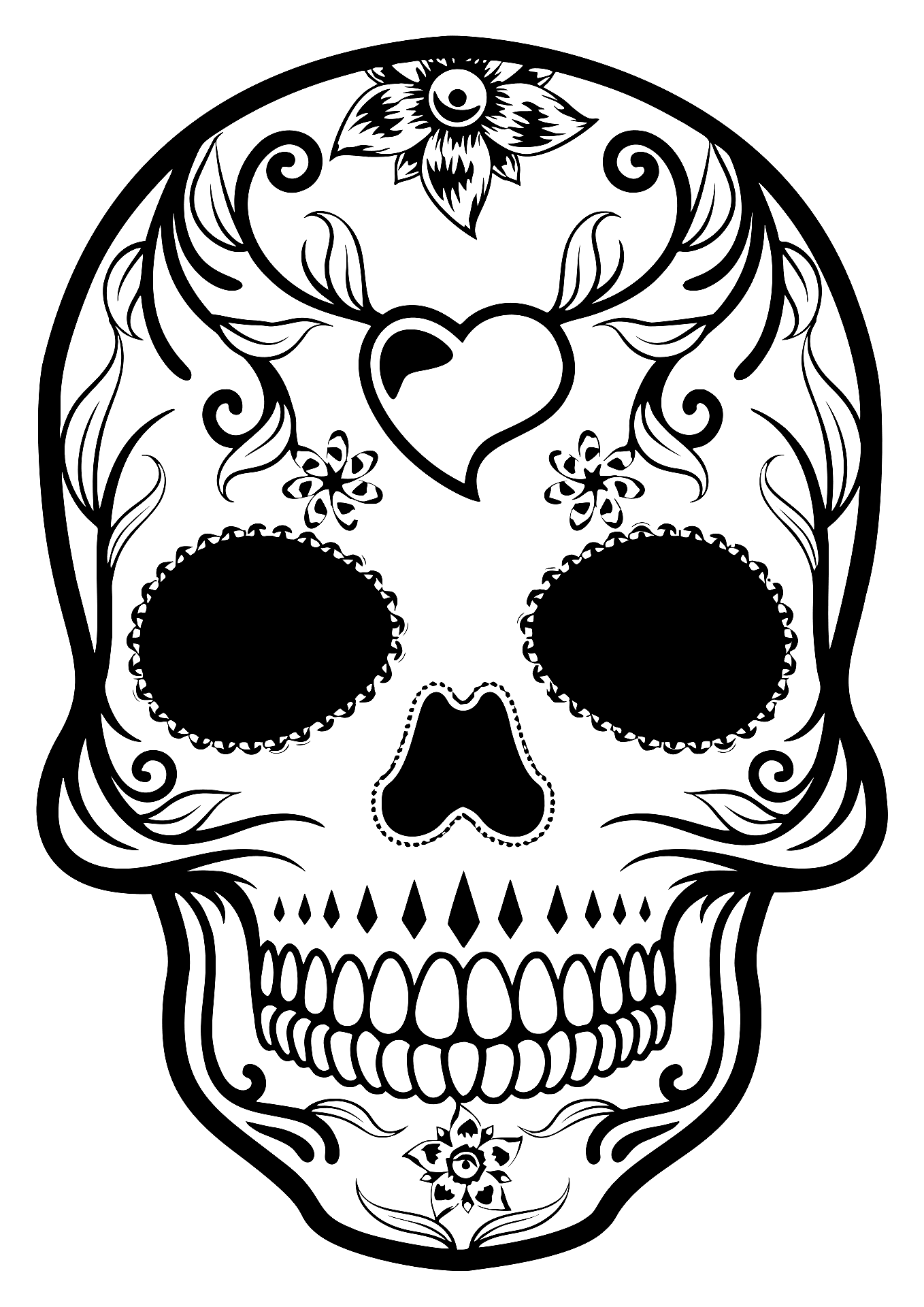 black and white sugar skull