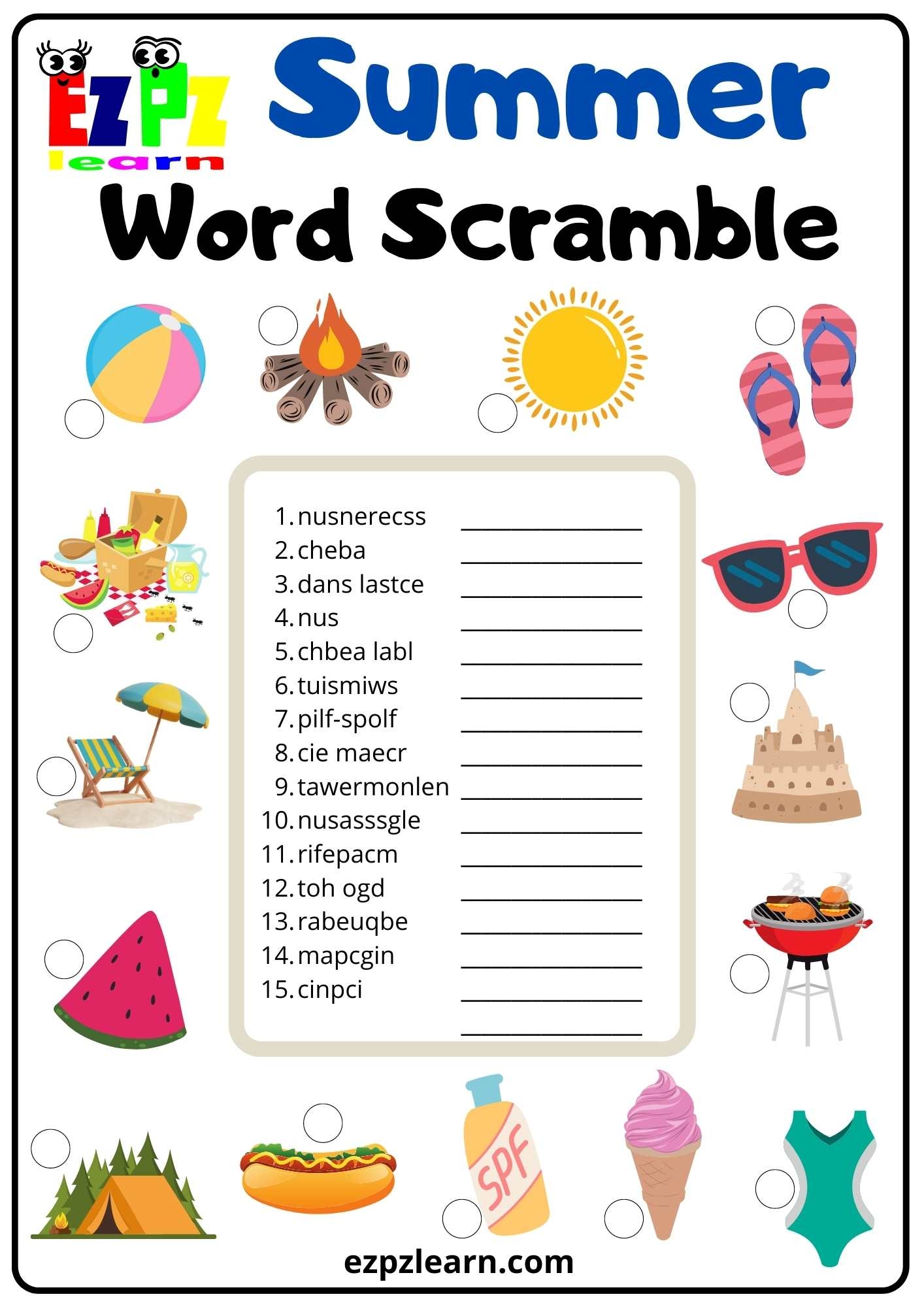 word scramble worksheet