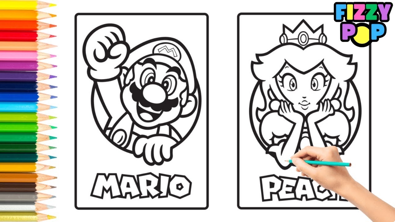 Super Mario And Princess Peach Coloring Page easy supermario Coloringpages speedcoloring YouTube