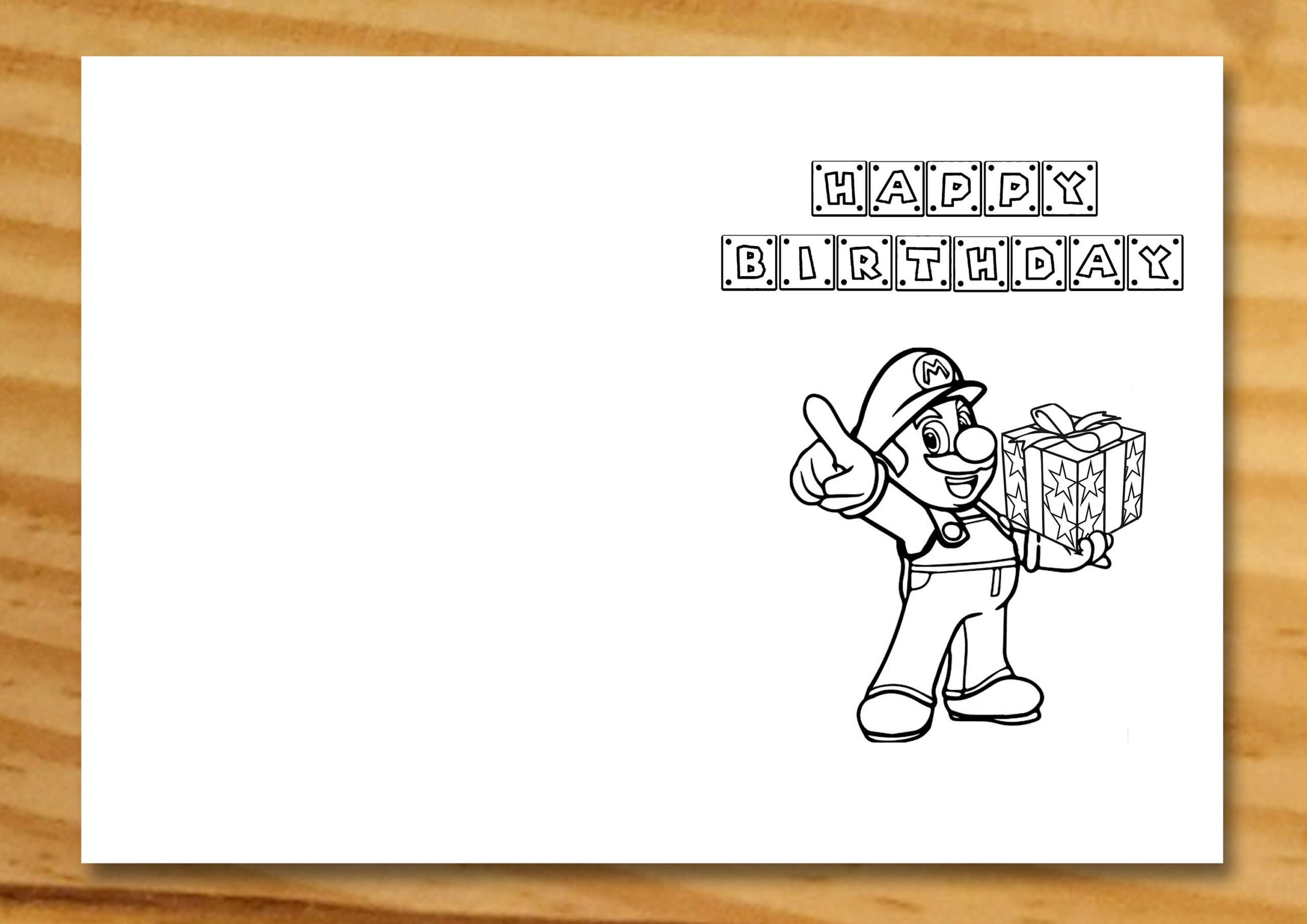 Super Mario Card Super Mario Birthday Card Super Mario Coloring Card Printable Super Mario Coloring Card Instant Printable Birthday Card Etsy
