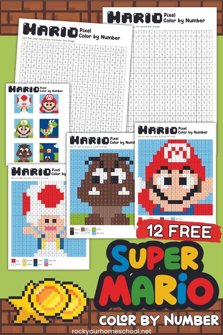 Super Mario Pixel Coloring Pages For Extra Special Fun 12 Free 