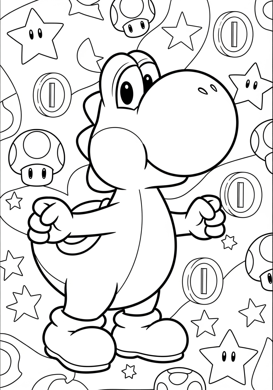 coloring pages of yoshi