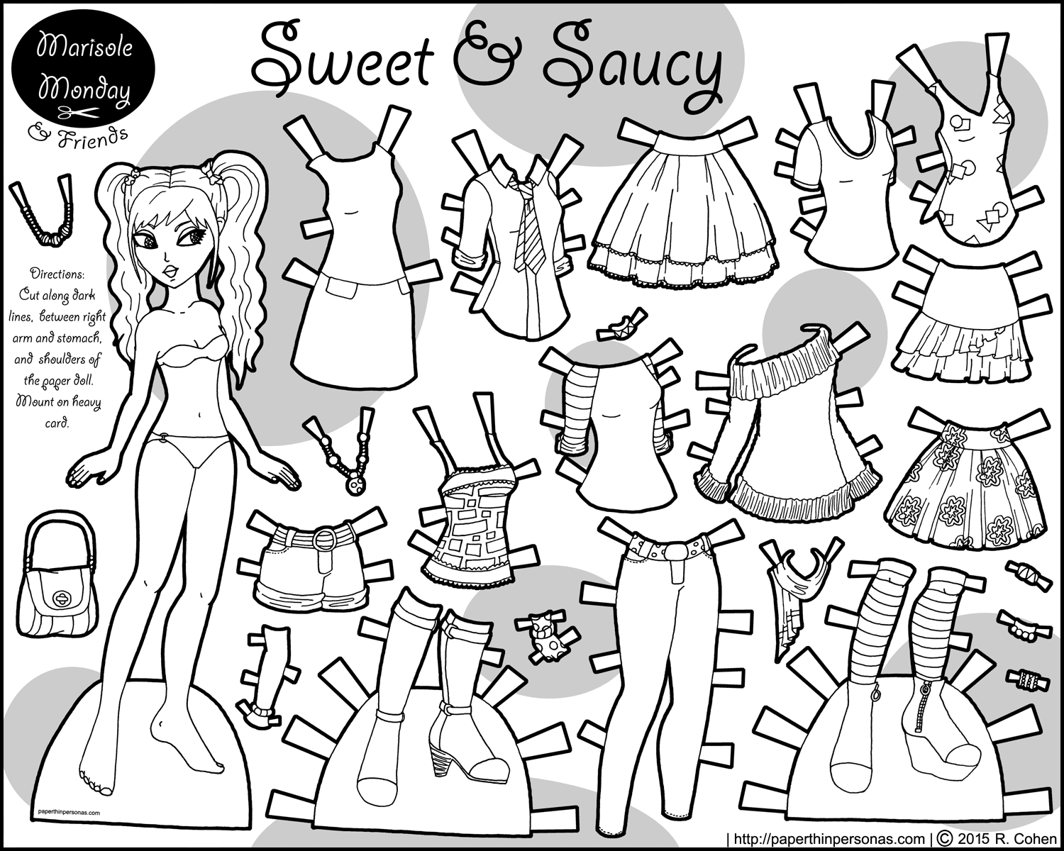 Sweet Saucy A Decora Fashion Inspired Paper Doll Coloring Page Paper Thin Personas