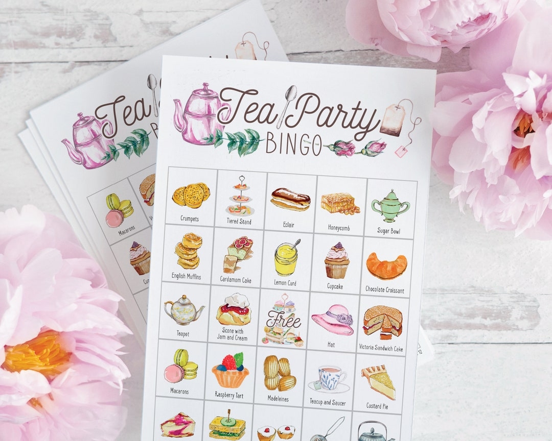 Tea Party Bingo Cards 50 Printable Bingo Cards Women s Ladies Kids Tea Party Games High Tea Activity Fun Tea Party Ideas Tea Bridal Etsy