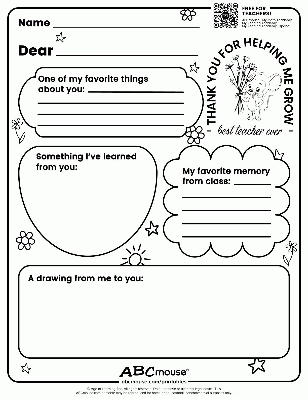 Teacher Appreciation Free Printable ABCmouse Teacher Appreciation Free Printable ABCmouse