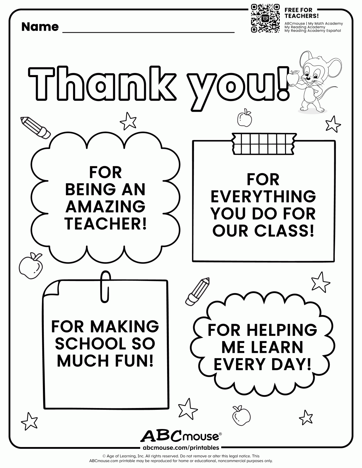 free printables teacher appreciation