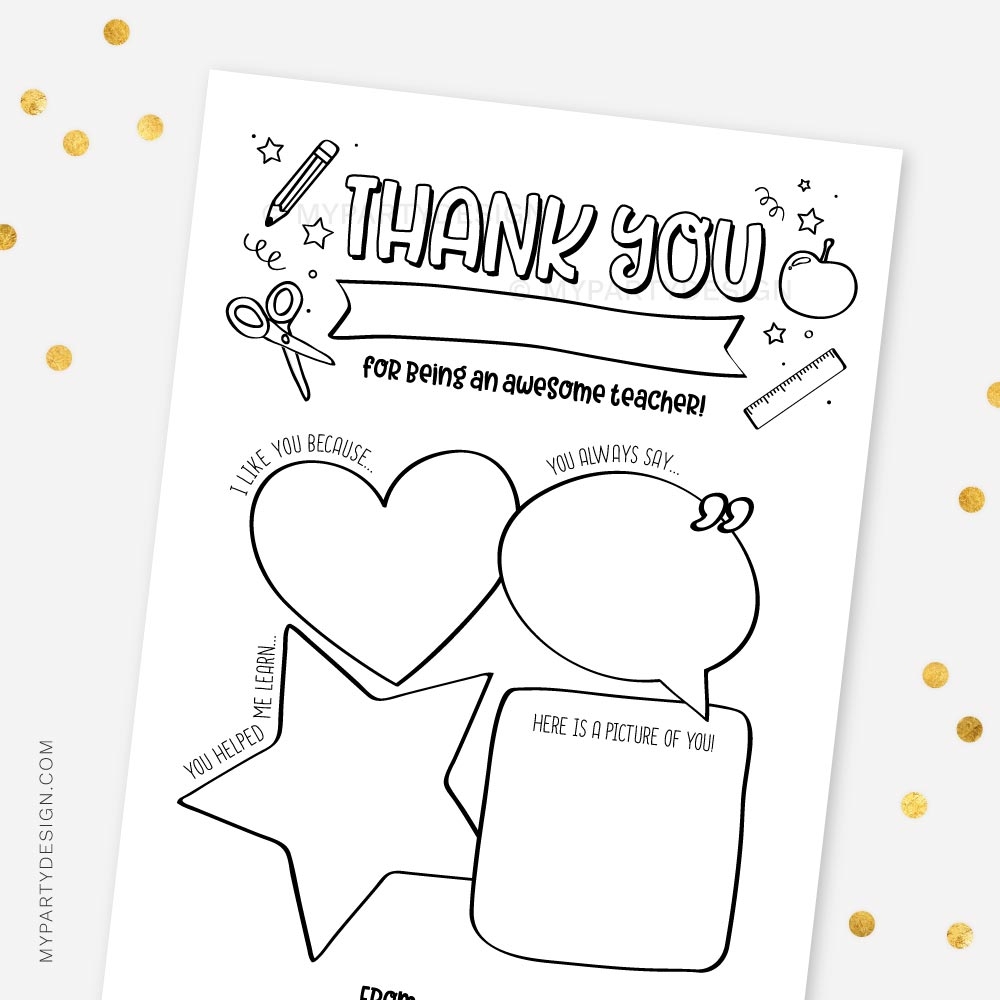 Teacher Appreciation Week Printable Page My Party Design