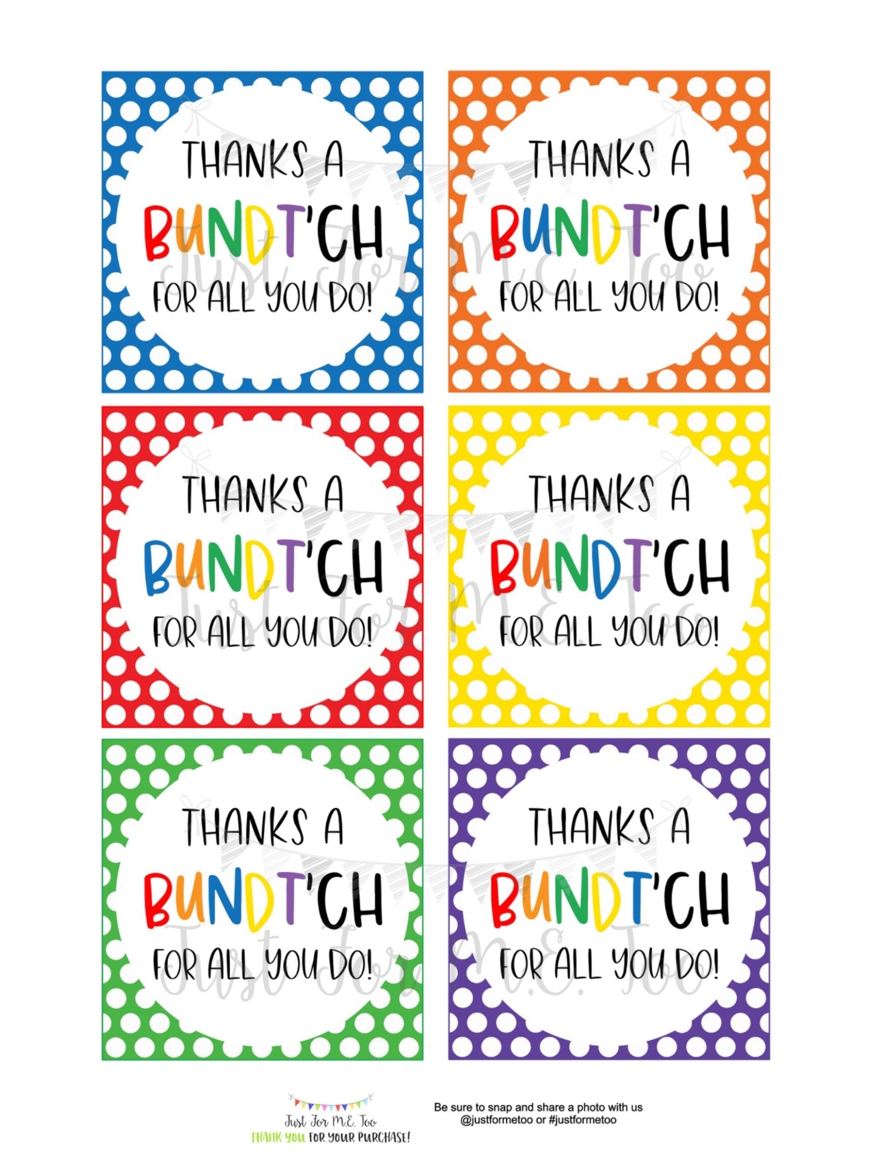Thank You Gift Tags Teacher Appreciation Bundt Cake instant Download Etsy Israel