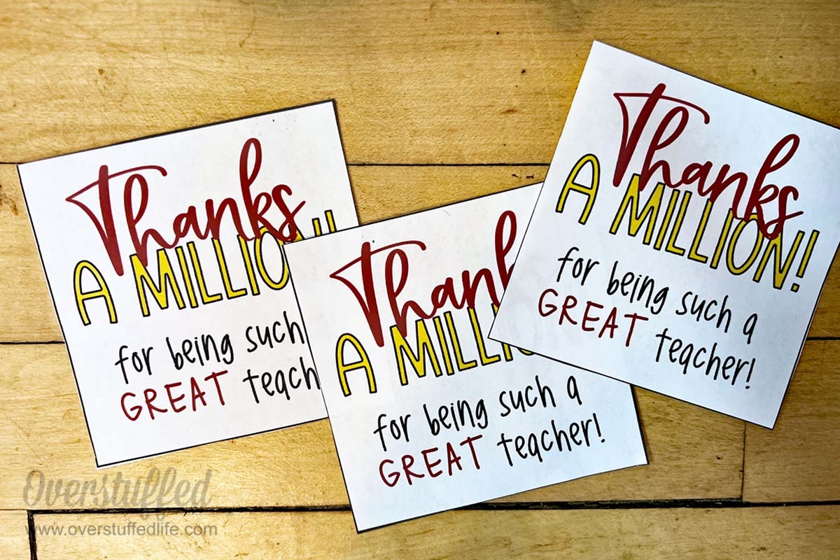 Thanks A Million Teacher Appreciation Printable And Candy Bouquet Overstuffed Life Thanks A Million Teacher Appreciation Printable And Candy Bouquet Overstuffed Life