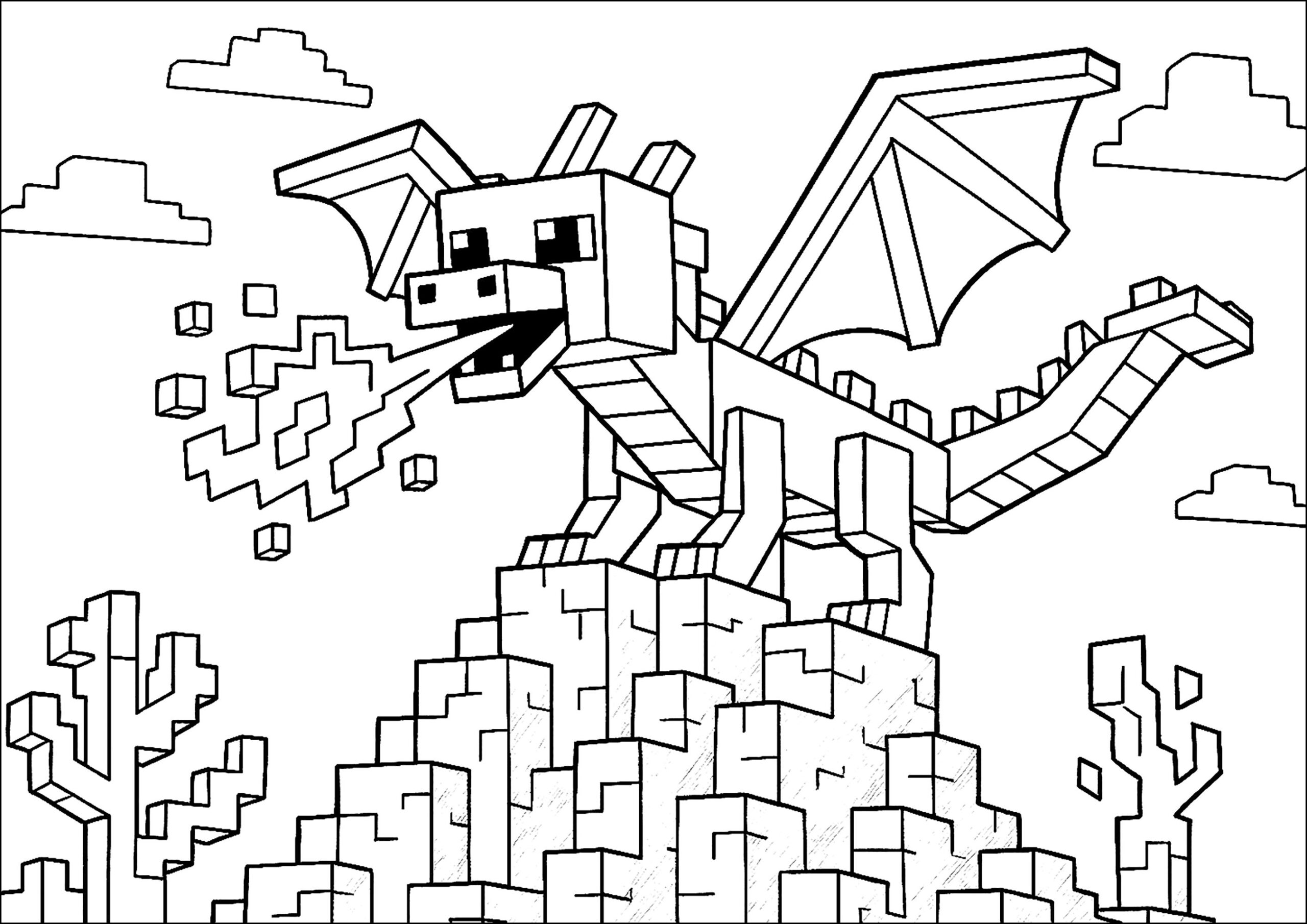 The Giant Dragon Minecraft Coloring Pages