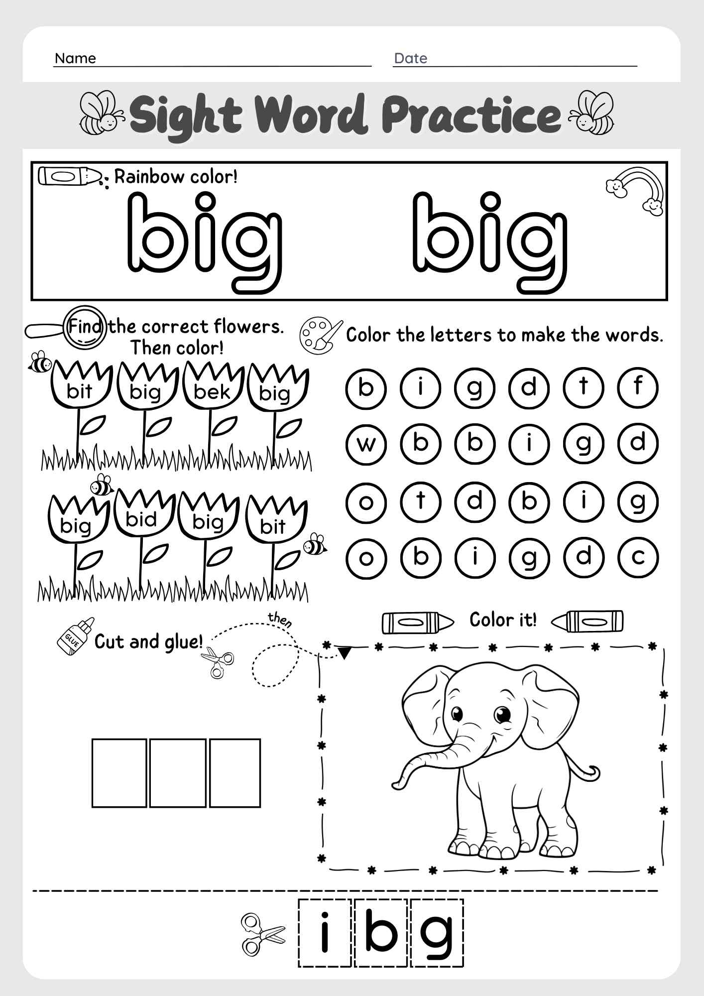 sight word it worksheet