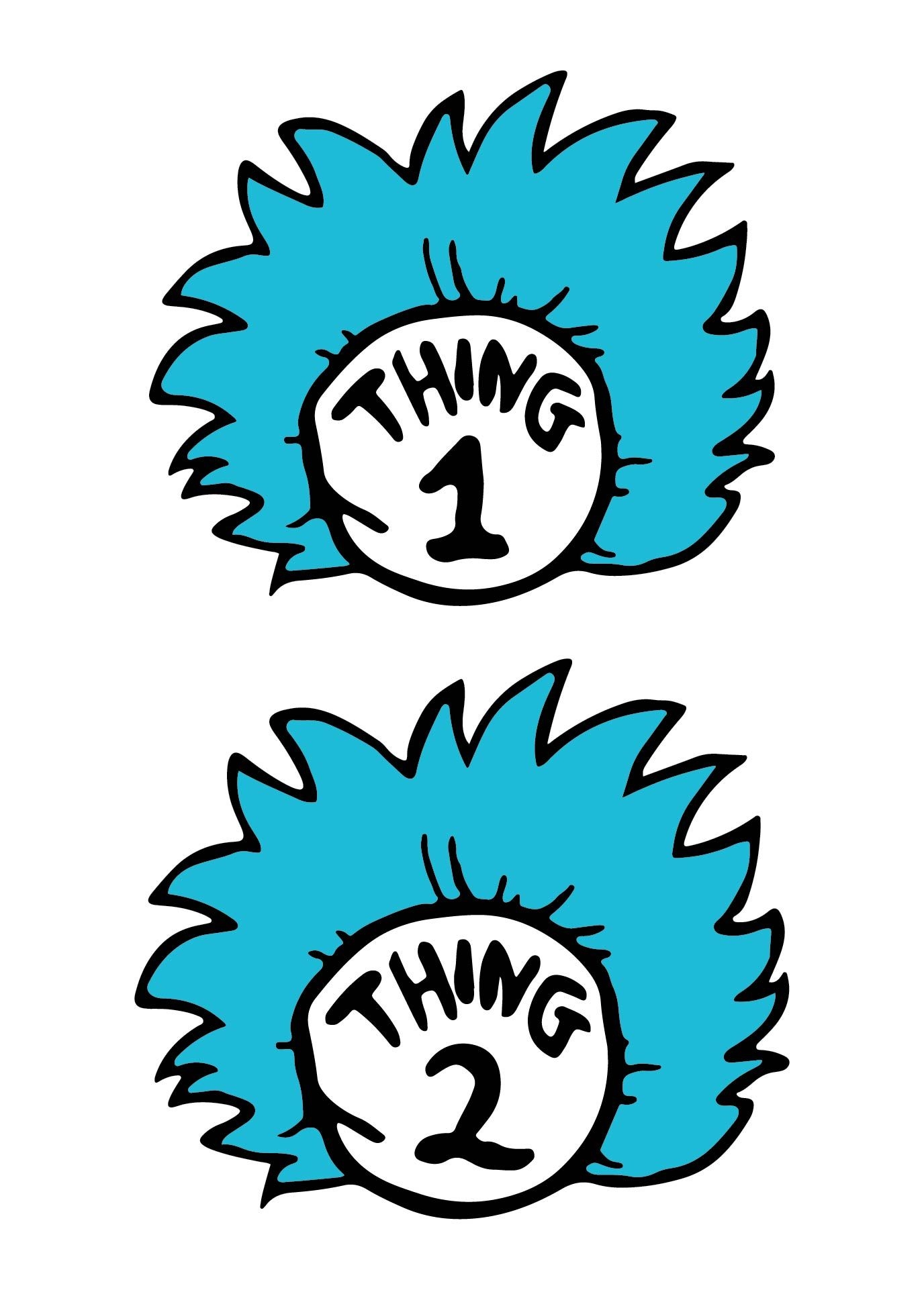 Thing 1 And Thing 2 Printable Hair Template Dr Seuss Coloring Pages Seuss Crafts Thing One Thing Two