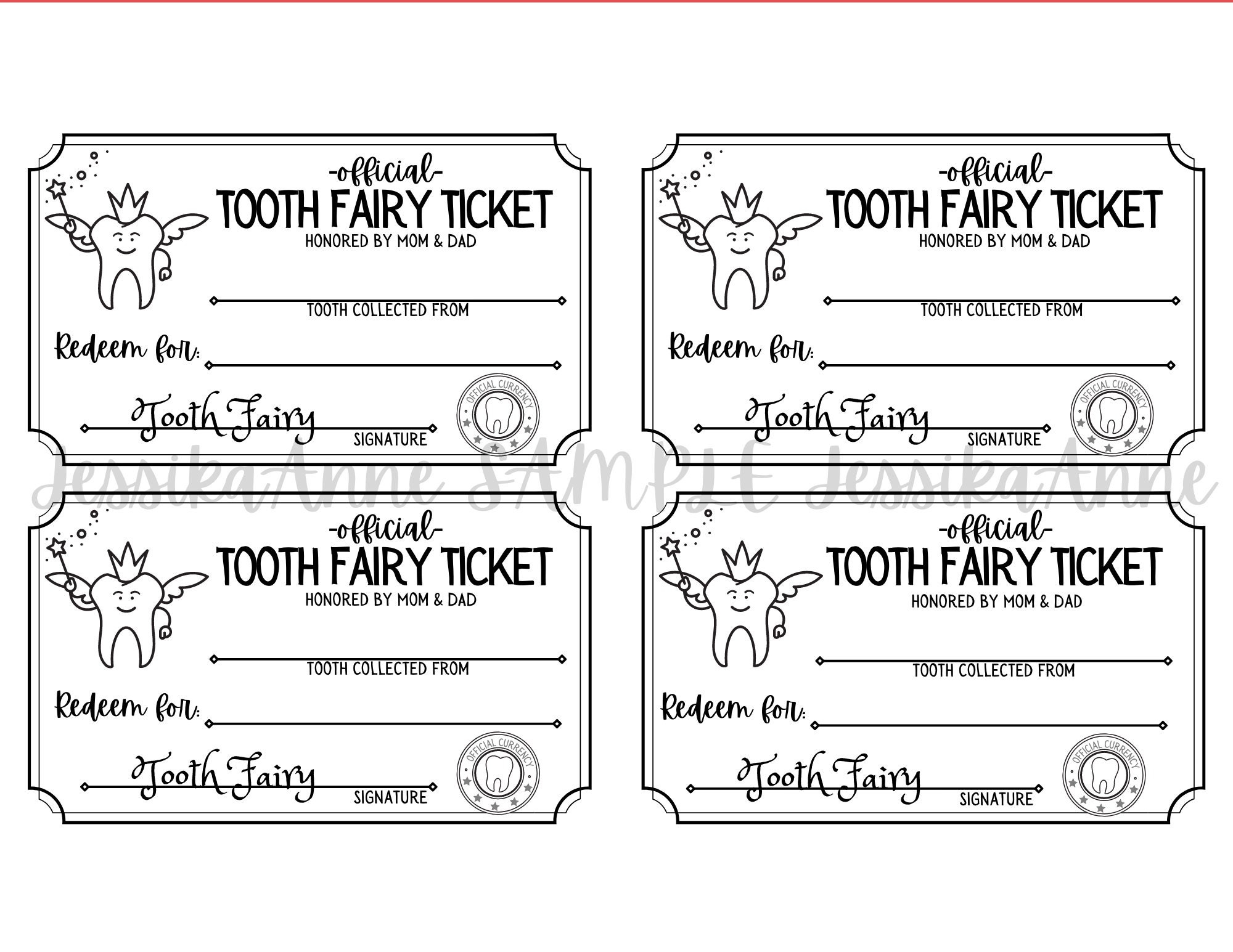 Tooth Fairy Ticket INSTANT DOWNLOAD Coupon Etsy