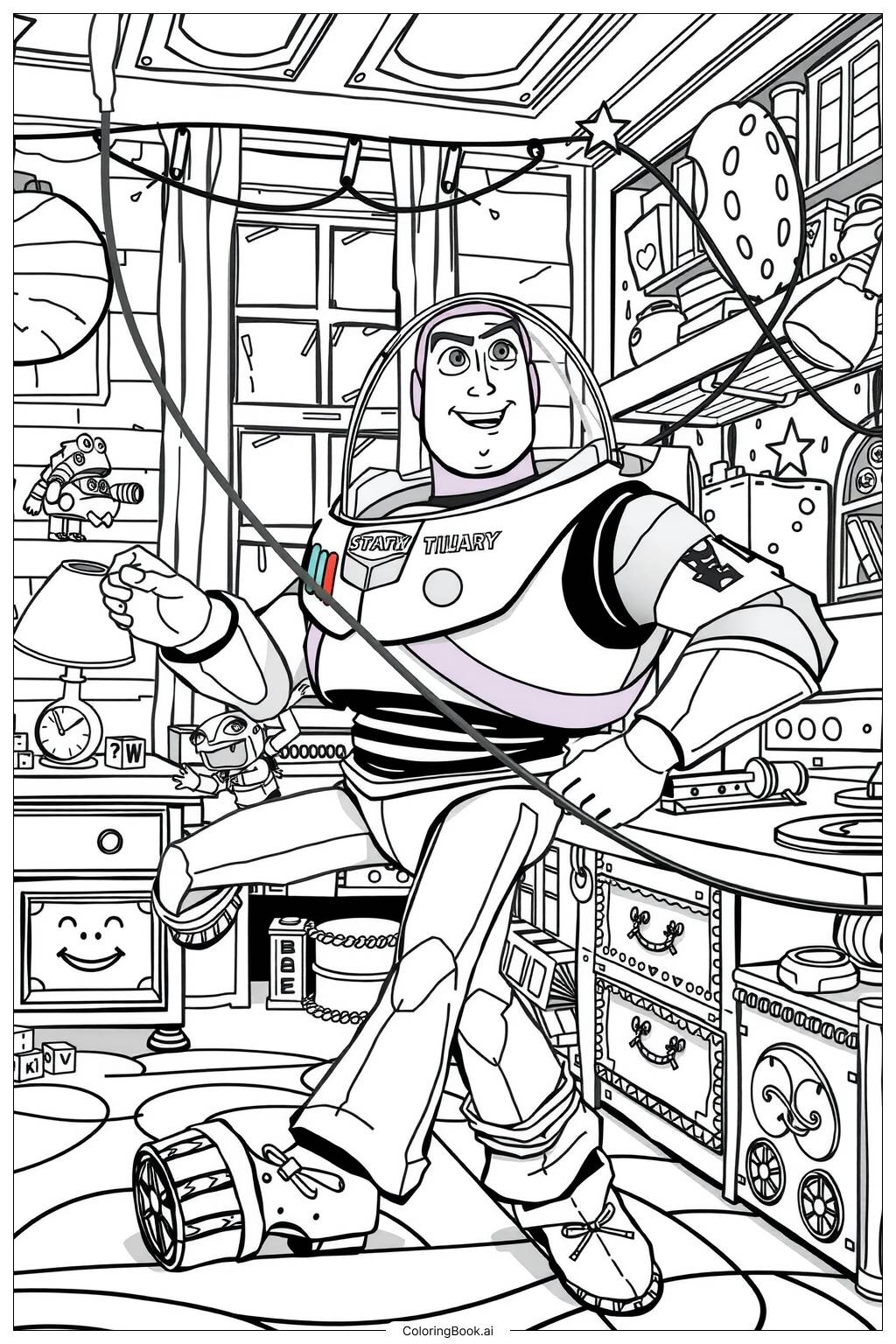 Toy Story Characters On A Quest To Rescue Woody Coloring Page Free PDF PNG Printable 