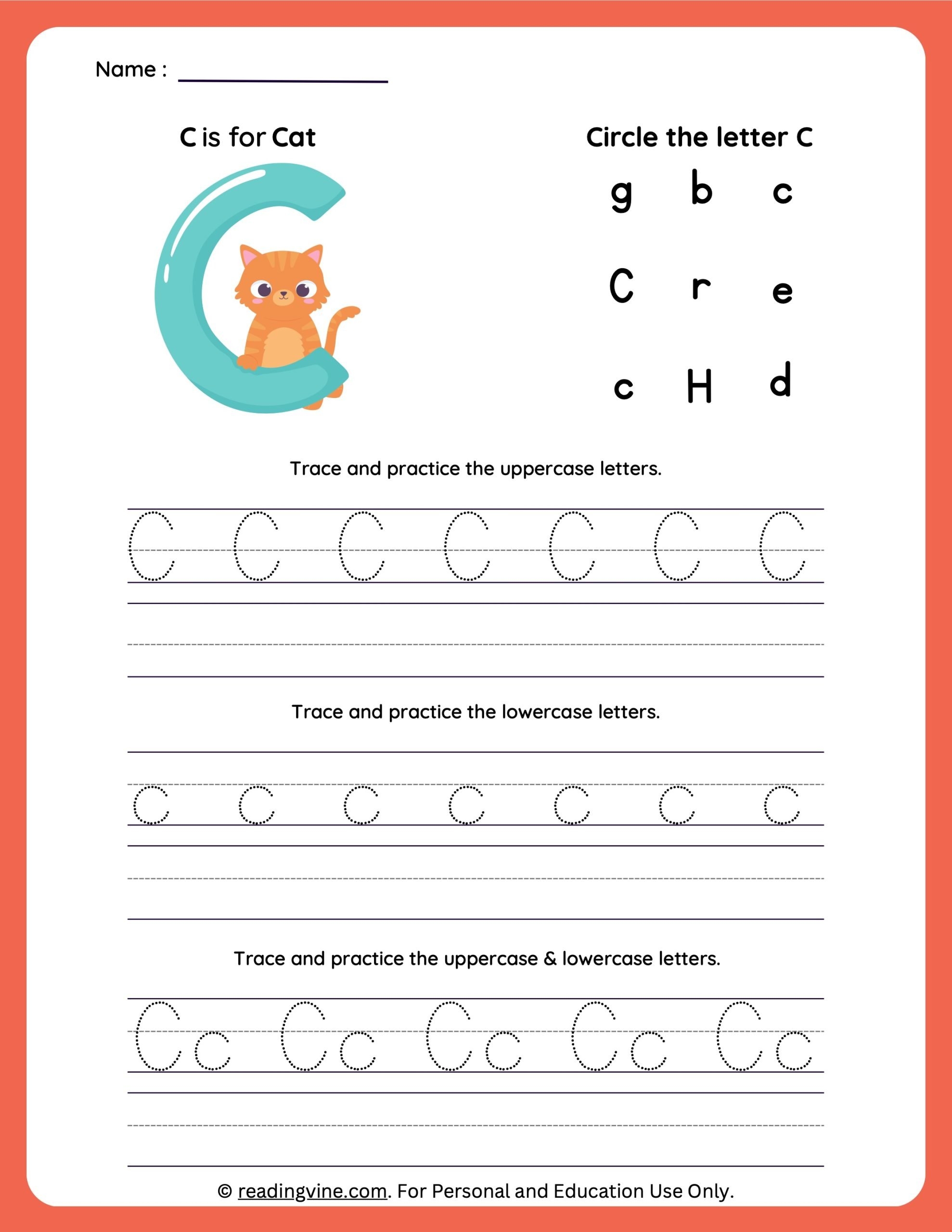 Tracing Letter C Worksheets For Preschool