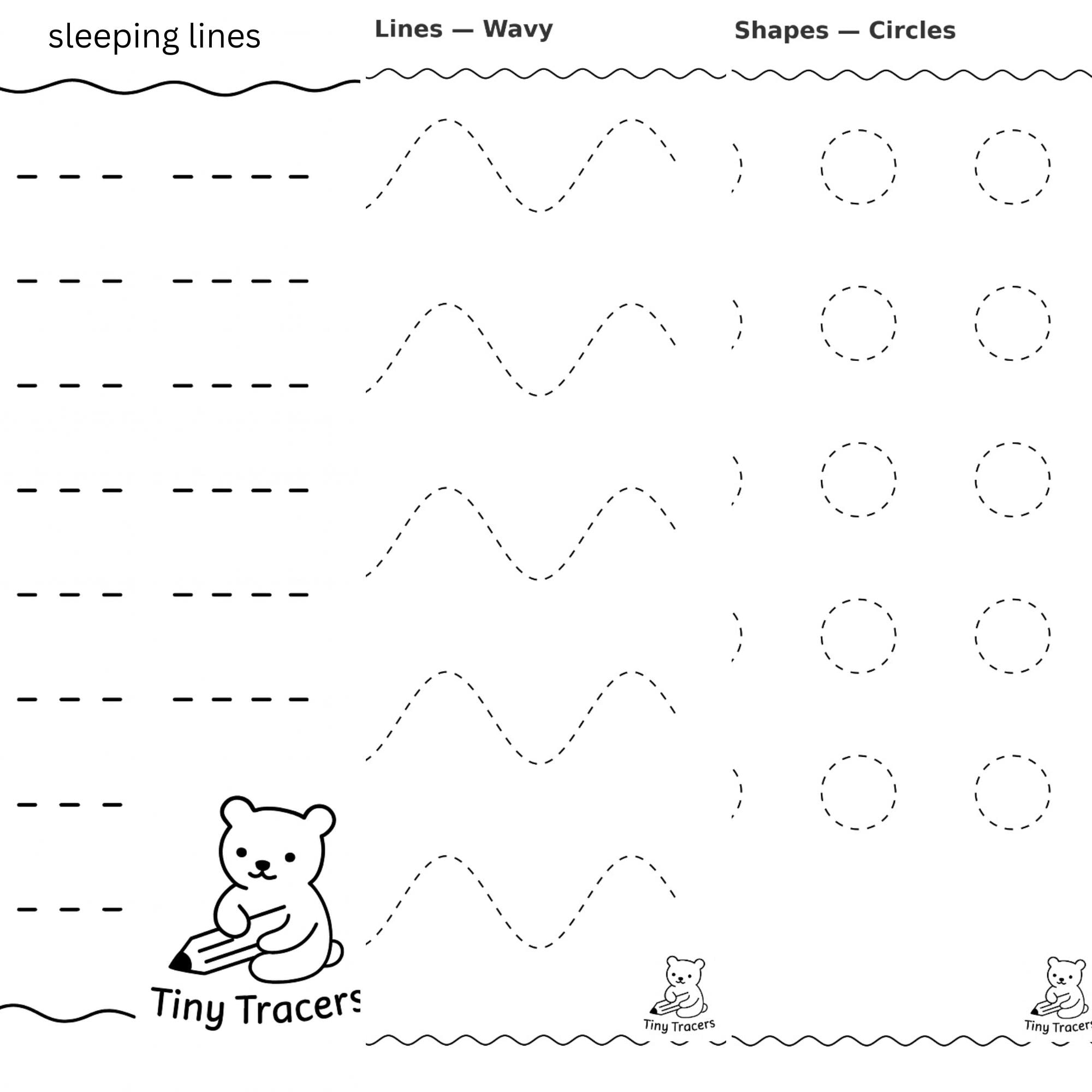 Tracing Lines And Shapes Worksheets Preschool Pre writing Practice printable PDF Bundle Etsy
