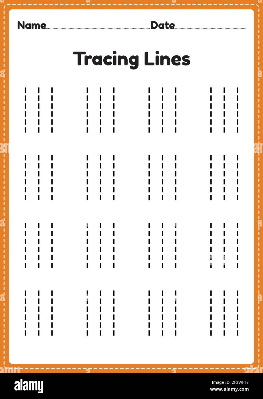 Tracing Lines Worksheet For Kindergarten And Preschool Kids For Educational Activities In A Printable Illustration Stock Vector Image Art Alamy