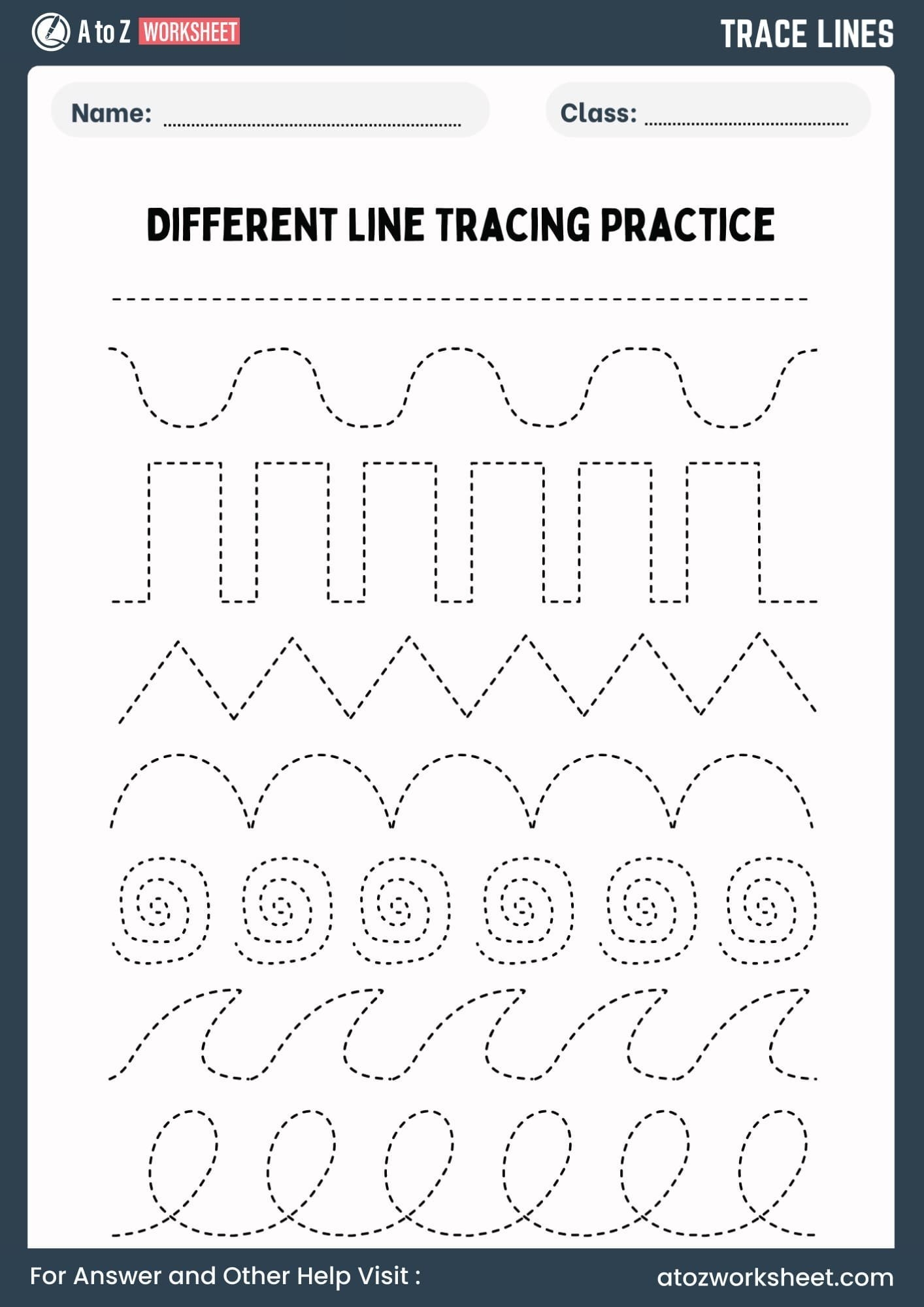 Tracing Lines Worksheets For Kids Free PDF A To Z Worksheet