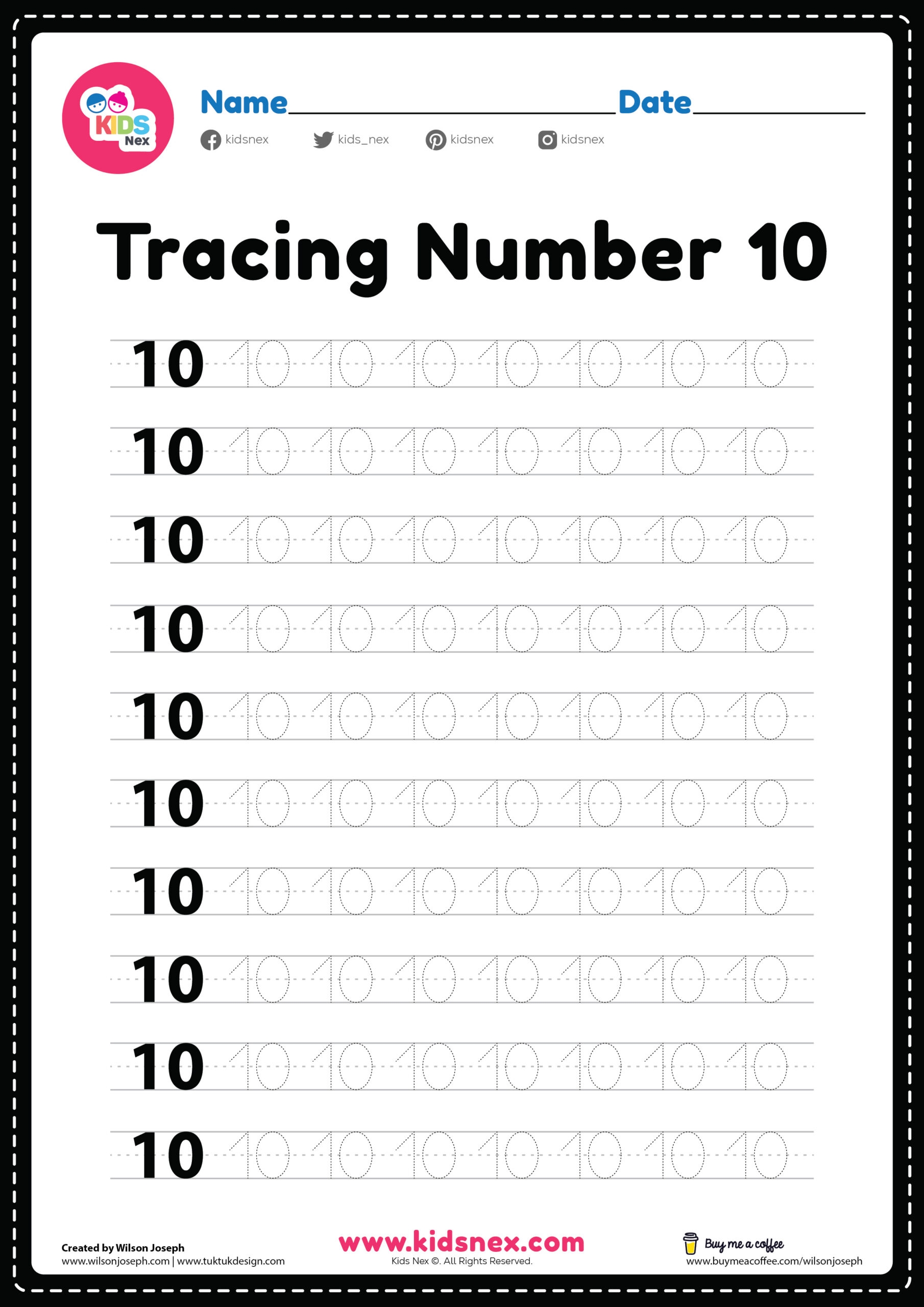Tracing Number 10 Worksheet Free Printable PDF For Kids Tracing Number 10 Worksheet Free Printable PDF For Kids