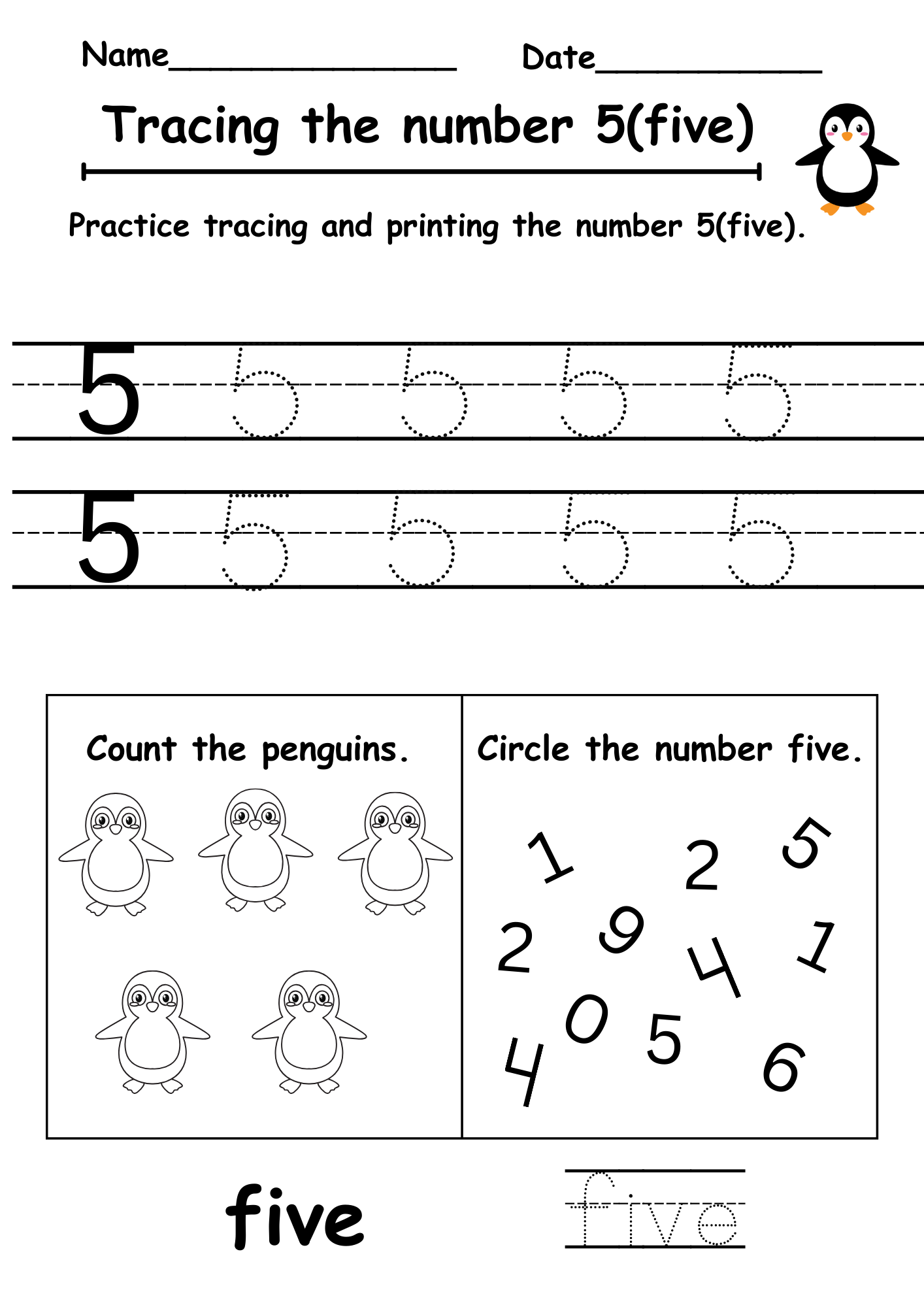 Tracing Number 5 Free Worksheet Tracing Number 5 Free Worksheet