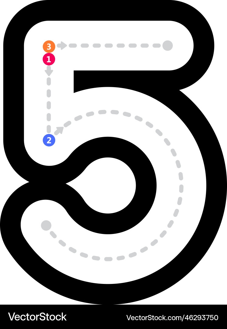Tracing Number 5 Prewriting Dotted Line Math Royalty Free Vector VectorStock Tracing Number 5 Prewriting Dotted Line Math Royalty Free Vector VectorStock