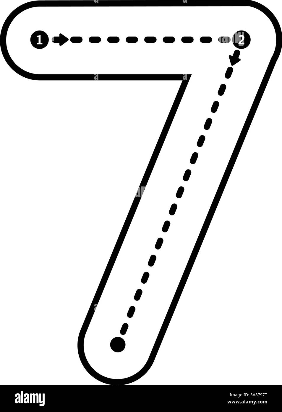 Tracing Number 7 Stock Vector Images Alamy