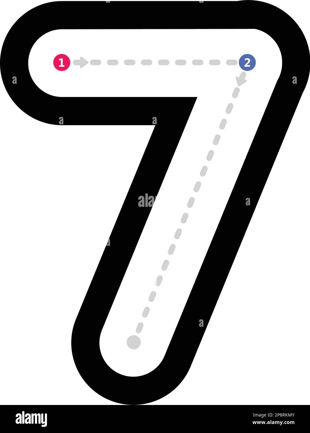 Tracing Number 7 Stock Vector Images Alamy