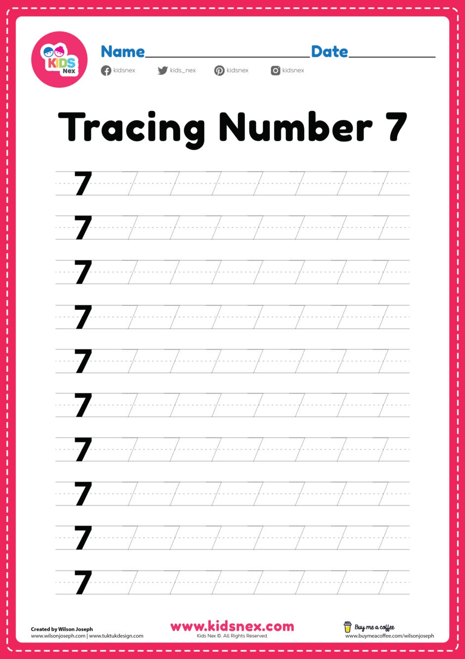 tracing the number 7