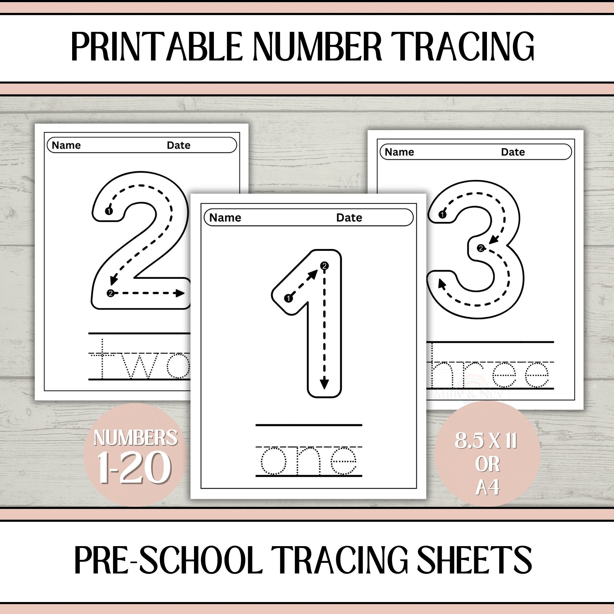 preschool number tracing sheets