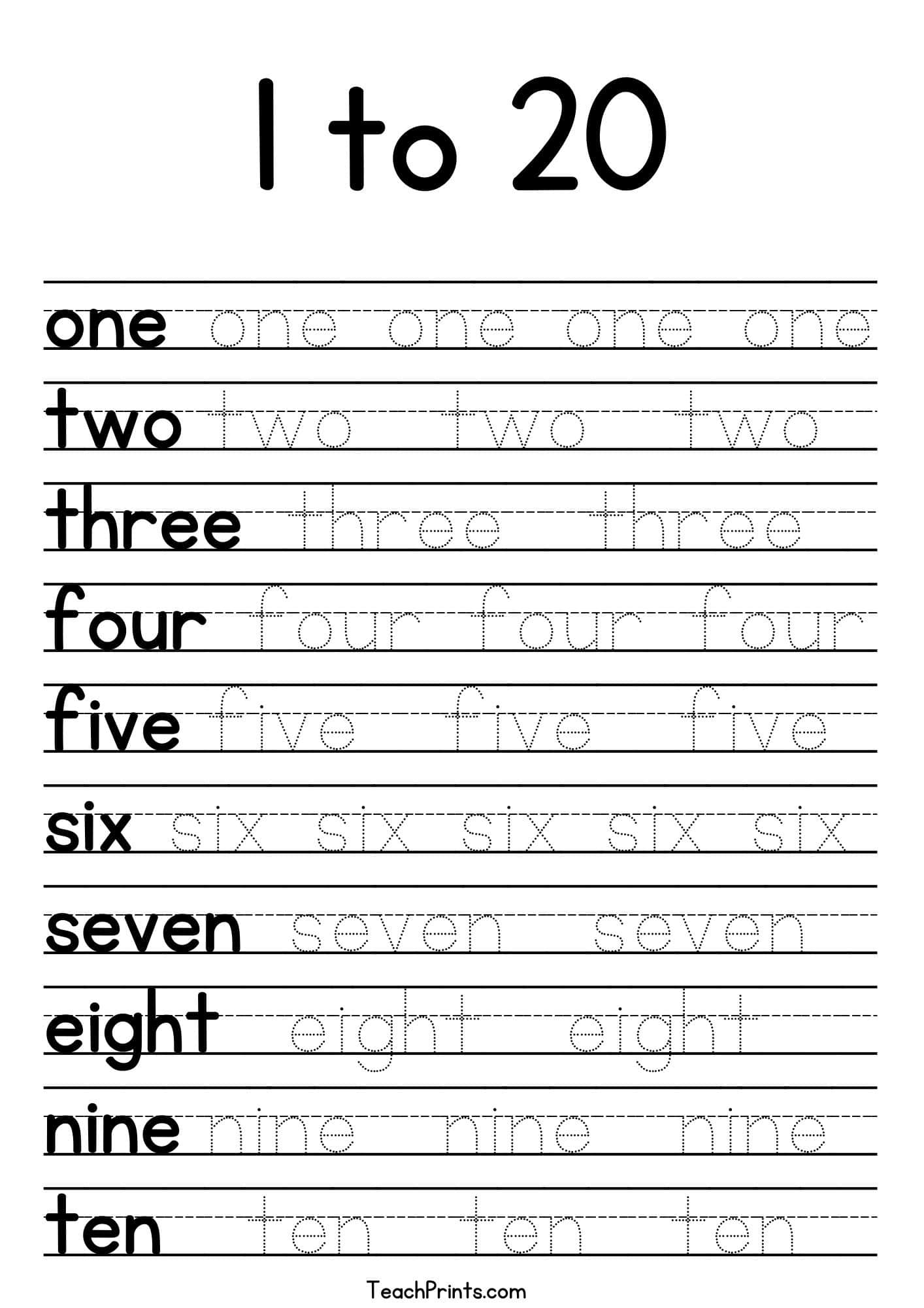 traceable numbers 1-20