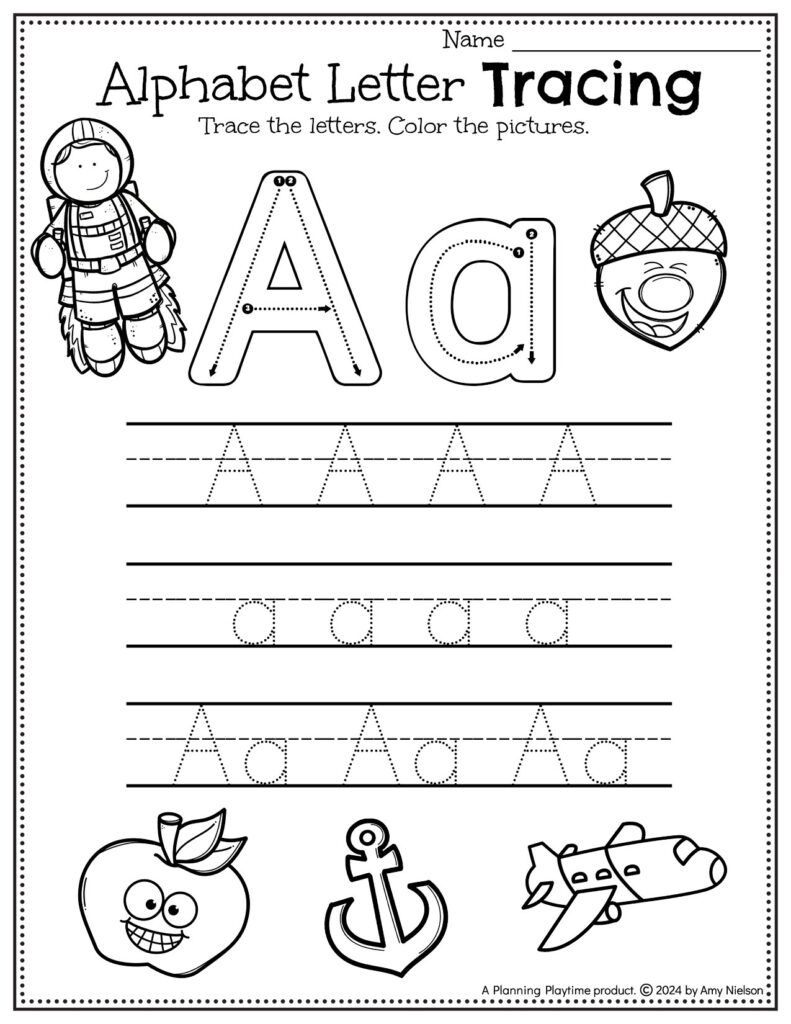 letters for tracing kindergarten
